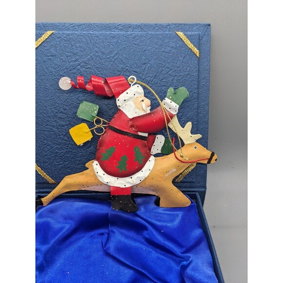 Christmas Ornament Lot 3 Rustic Primitive Farmhouse Folk Art  Metal Santa, Angel - Picture 8 of 16